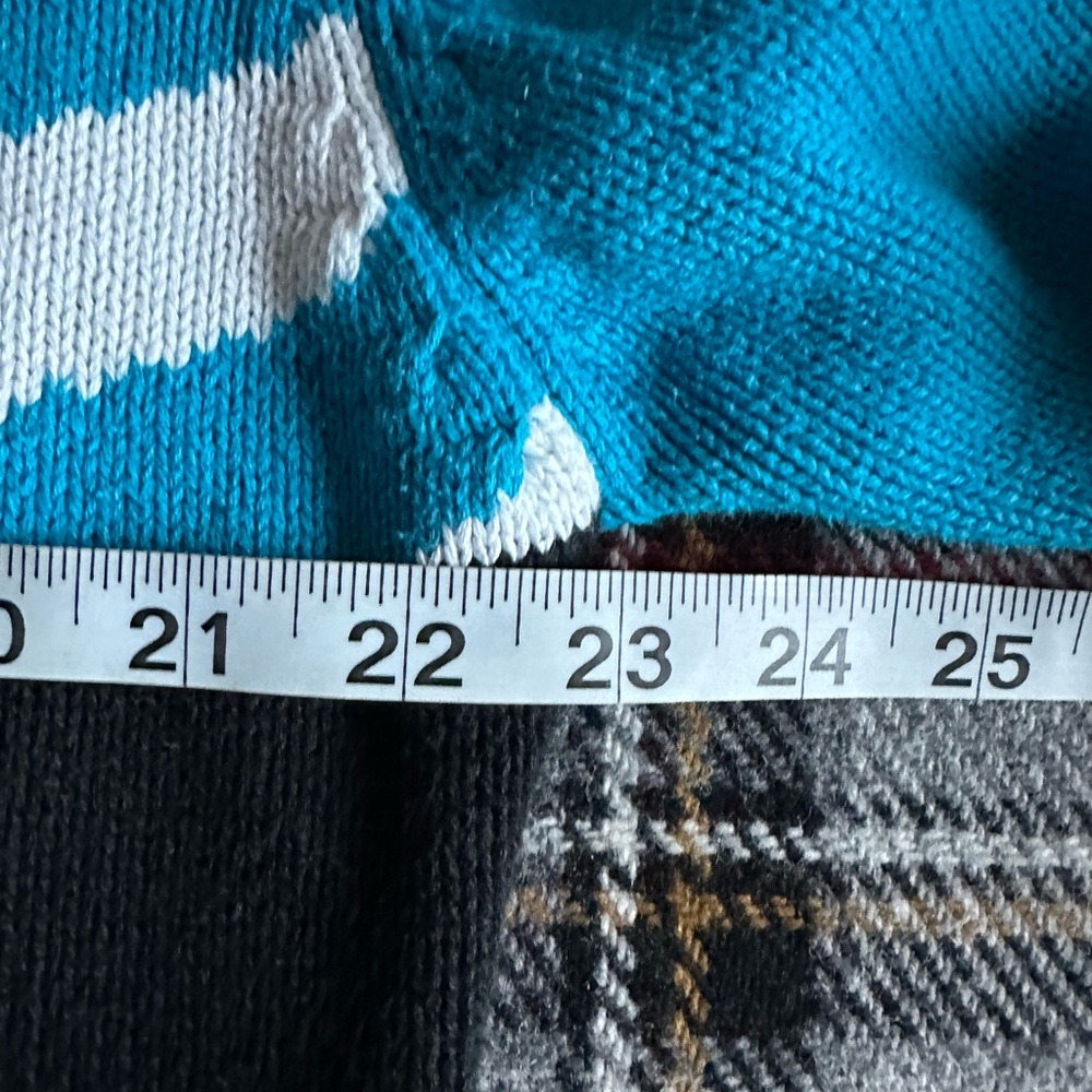LACOSTE 🐊 Men’s Vintage Blue & Black Geometric All Cotton LS Sweater - Size LG - Picture 11 of 12